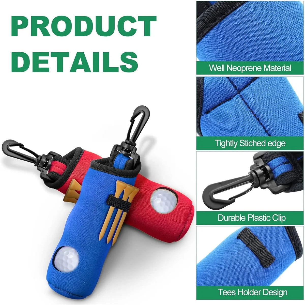 1pc Golf Tee Holder, Golf Ball Carry Bag Pouch Golf Ball Holder Keychain Belt Clip, Golf Gifts Accessories - Slobuy