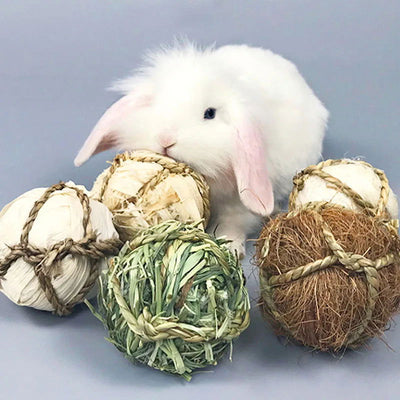 1pc Hamster Fun Pet Toy Ball Natural Guinea Pig Durable Woven Grass Rabbit Rolling For Small Animal Cage Accessories Chew Play - Slobuy