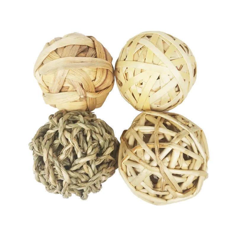 1pc Hamster Fun Pet Toy Ball Natural Guinea Pig Durable Woven Grass Rabbit Rolling For Small Animal Cage Accessories Chew Play - Slobuy