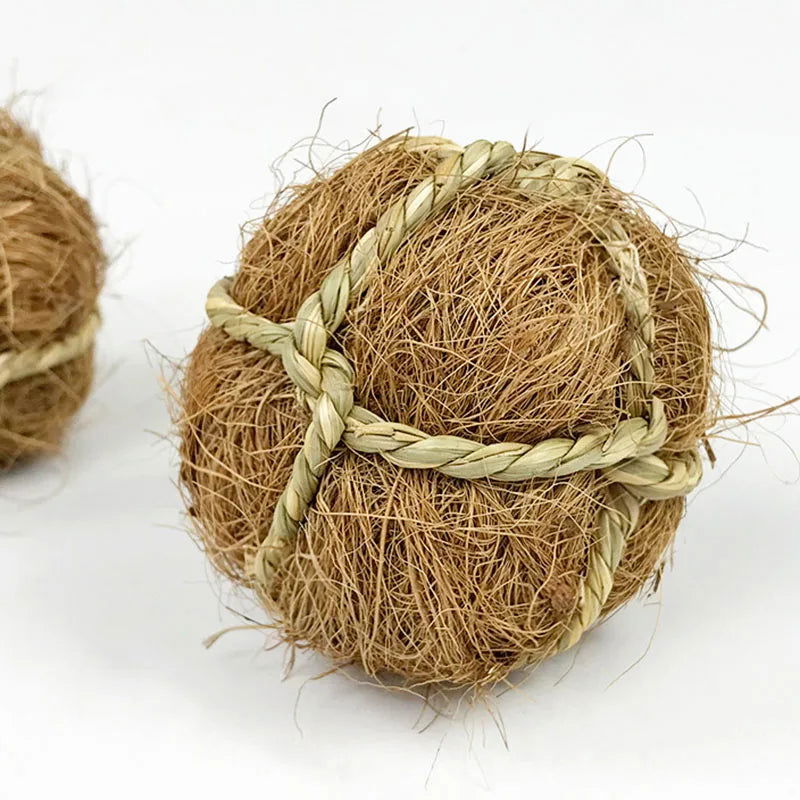 1pc Hamster Fun Pet Toy Ball Natural Guinea Pig Durable Woven Grass Rabbit Rolling For Small Animal Cage Accessories Chew Play - Slobuy