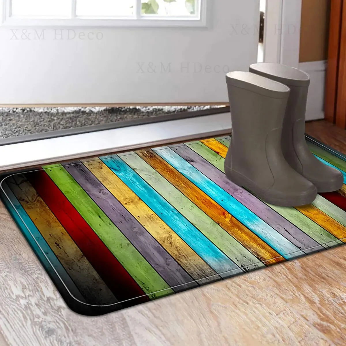 1pc Home Bedroom Woold Board Pattern Kitchen Non-slip Floor Mat Absorbent Anti-fouling Home Bathroom Floor Rug - Slobuy
