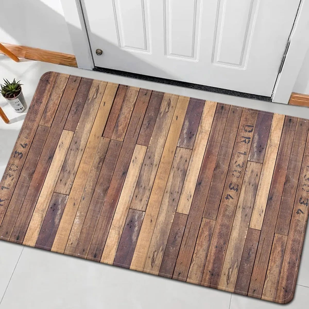 1pc Home Bedroom Woold Board Pattern Kitchen Non-slip Floor Mat Absorbent Anti-fouling Home Bathroom Floor Rug - Slobuy
