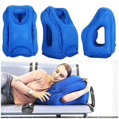1pc Inflatable Air Cushion Travel Pillow Headrest Chin Support Cushions for Airplane Plane Office Rest Neck Nap Pillows - Slobuy