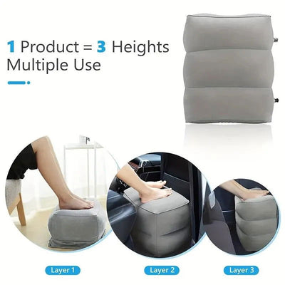 1pc Inflatable Foot Rest Pillow For Travel Portable Adjustable Three Layers Height Stool For Foot Rest Leg Cushion Pillow - Slobuy
