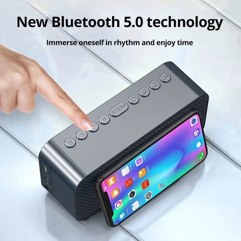 1pc LED Digital Alarm Clock with Bluetooth ,Speaker Mirror Bedroom Office Decor Table Screen Temperature FM Radio - Slobuy