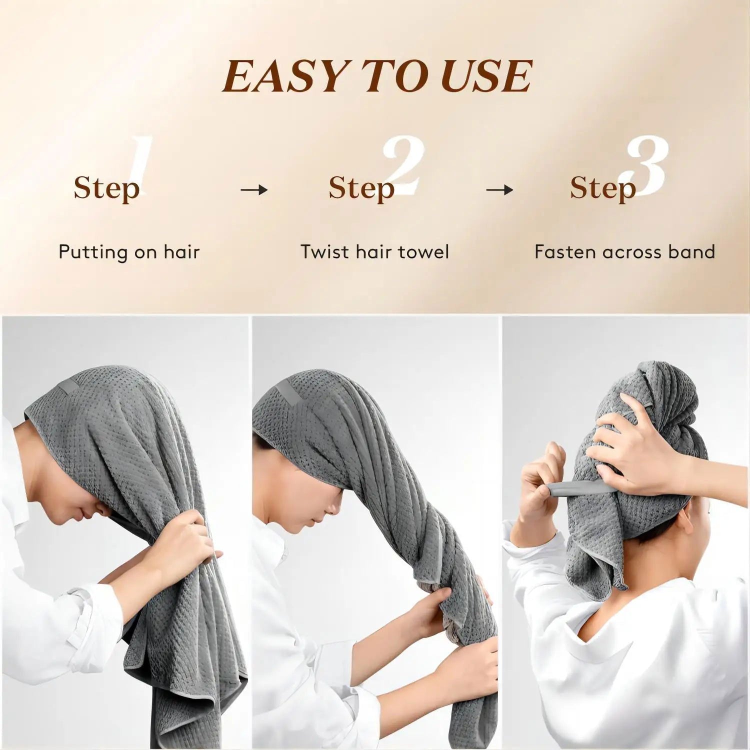 1pc Large Absorbent Hair Towel, Microfiber Soft Drying Towel With Stretch For Wet Curly Hair, Long Hair, Anti-Frizz Drying Quick - Slobuy