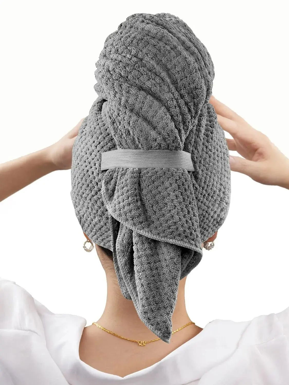 1pc Large Absorbent Hair Towel, Microfiber Soft Drying Towel With Stretch For Wet Curly Hair, Long Hair, Anti-Frizz Drying Quick - Slobuy