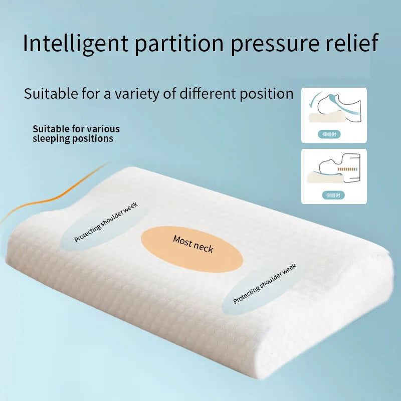 1pc Memory Foam Pillow, Knitted Fabric Polyurethane Slow Rebound Temperature Sensing Water Cube Pillow Core For Anti-snoring Nec - Slobuy