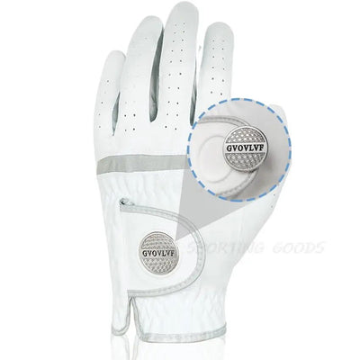 1pc Men Golf Glove Micro Soft Fabric Breathable Comfortable Fitting With Magnetic Marker Replaceable For Golfers White - Slobuy