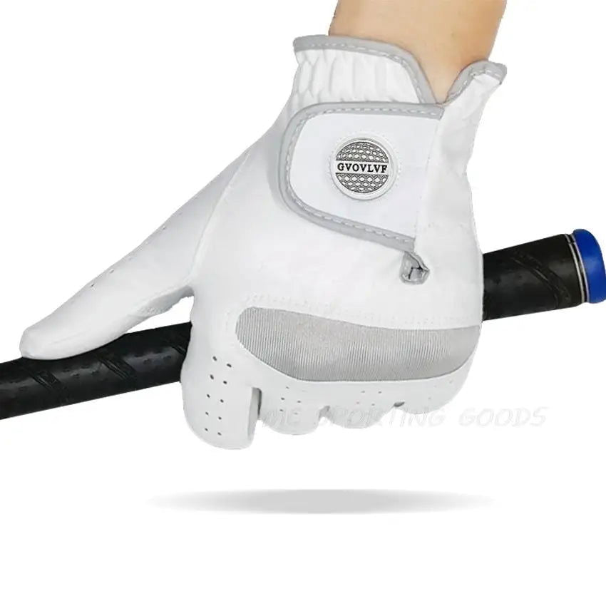 1pc Men Golf Glove Micro Soft Fabric Breathable Comfortable Fitting With Magnetic Marker Replaceable For Golfers White - Slobuy