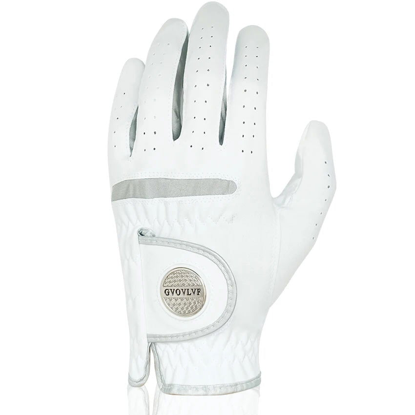 1pc Men Golf Glove Micro Soft Fabric Breathable Comfortable Fitting With Magnetic Marker Replaceable For Golfers White - Slobuy