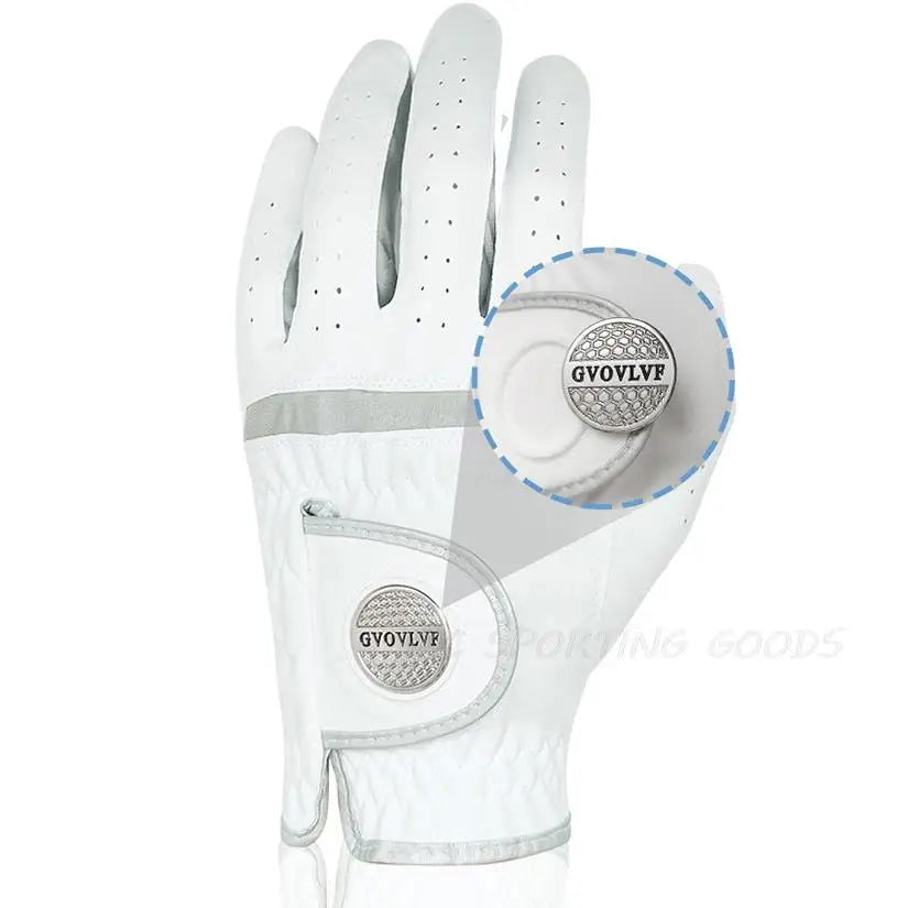 1pc Men's Golf Glove Micro Soft Fabric Breathable Golf Gloves With Magnetic  Marker Replaceable White Glove - Slobuy