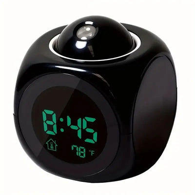 1pc Multifunction Projection Chime Clock LED Light Alarm Clock Voice Prompt Temperature Chime Clock Projection Clock - Slobuy
