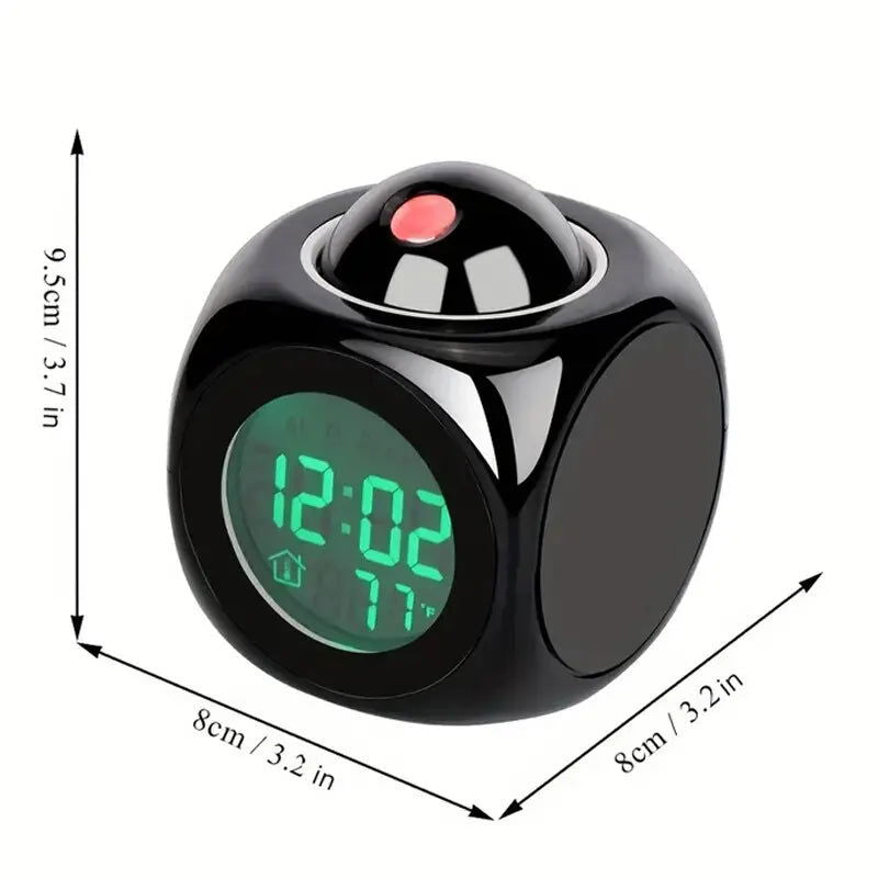 1pc Multifunction Projection Chime Clock LED Light Alarm Clock Voice Prompt Temperature Chime Clock Projection Clock - Slobuy
