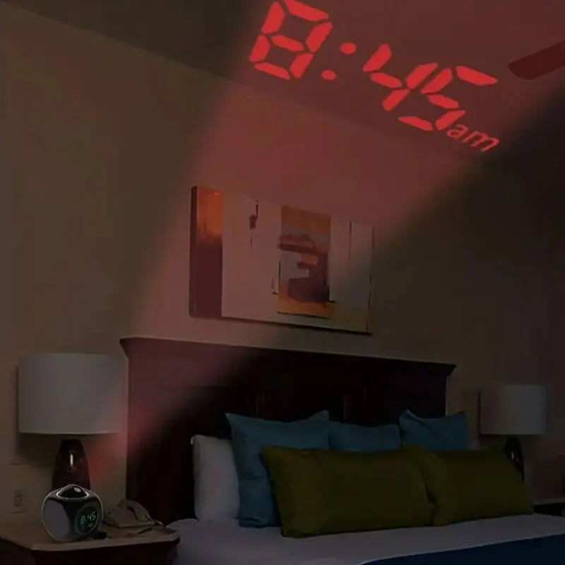 1pc Multifunction Projection Chime Clock LED Light Alarm Clock Voice Prompt Temperature Chime Clock Projection Clock - Slobuy