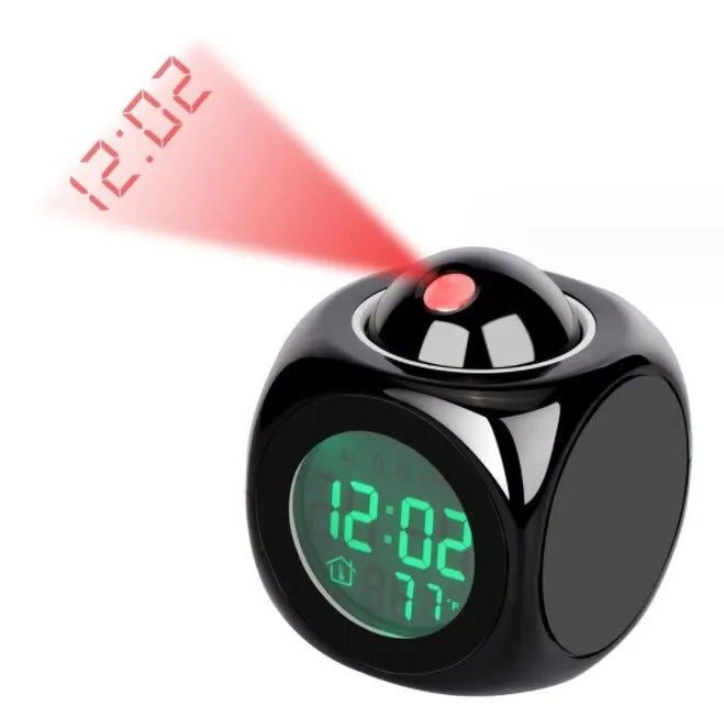 1pc Multifunction Projection Chime Clock LED Light Alarm Clock Voice Prompt Temperature Chime Clock Projection Clock - Slobuy