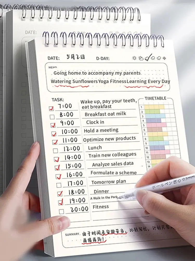 1pc Planner Agenda Spiral A5 Notebook Schedules Daily Plan To Do List Notepad 160 Pages Thick Office School Supplies Stationery - Slobuy
