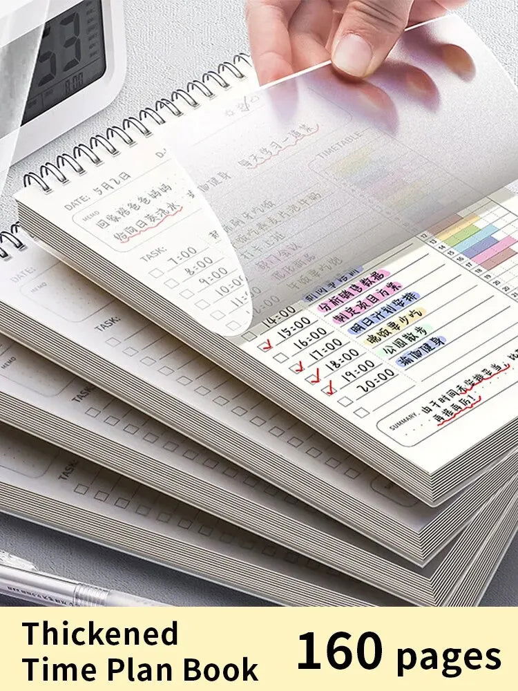 1pc Planner Agenda Spiral A5 Notebook Schedules Daily Plan To Do List Notepad 160 Pages Thick Office School Supplies Stationery - Slobuy