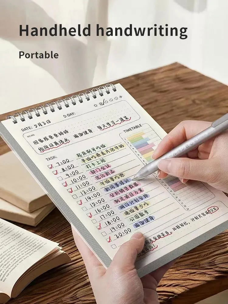 1pc Planner Agenda Spiral A5 Notebook Schedules Daily Plan To Do List Notepad 160 Pages Thick Office School Supplies Stationery - Slobuy
