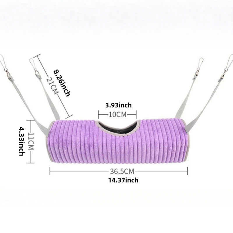 1pc Random Color Winter Warm Thick Plush Tunnel Hammock for Small Pet Hamsters, Ferrets, Squirrels, Sugar Gliders, Chinchillas - Slobuy