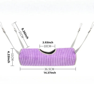 1pc Random Color Winter Warm Thick Plush Tunnel Hammock for Small Pet Hamsters, Ferrets, Squirrels, Sugar Gliders, Chinchillas - Slobuy