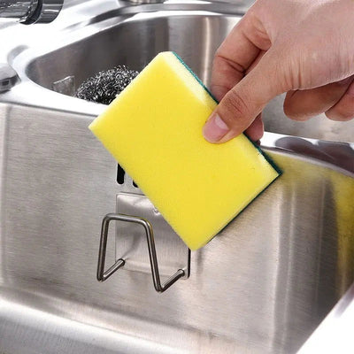 1pc Sink Sponge Holder For Kitchen Slivery Stainless Steel Household Water Channel Dishcloth Rag Storage Rack - Slobuy