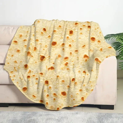 1pc Soft and Warm Mexican Tortilla Print Flannel Blanket for Couch, Sofa, Office, Bed, Camping, and Traveling - Slobuy