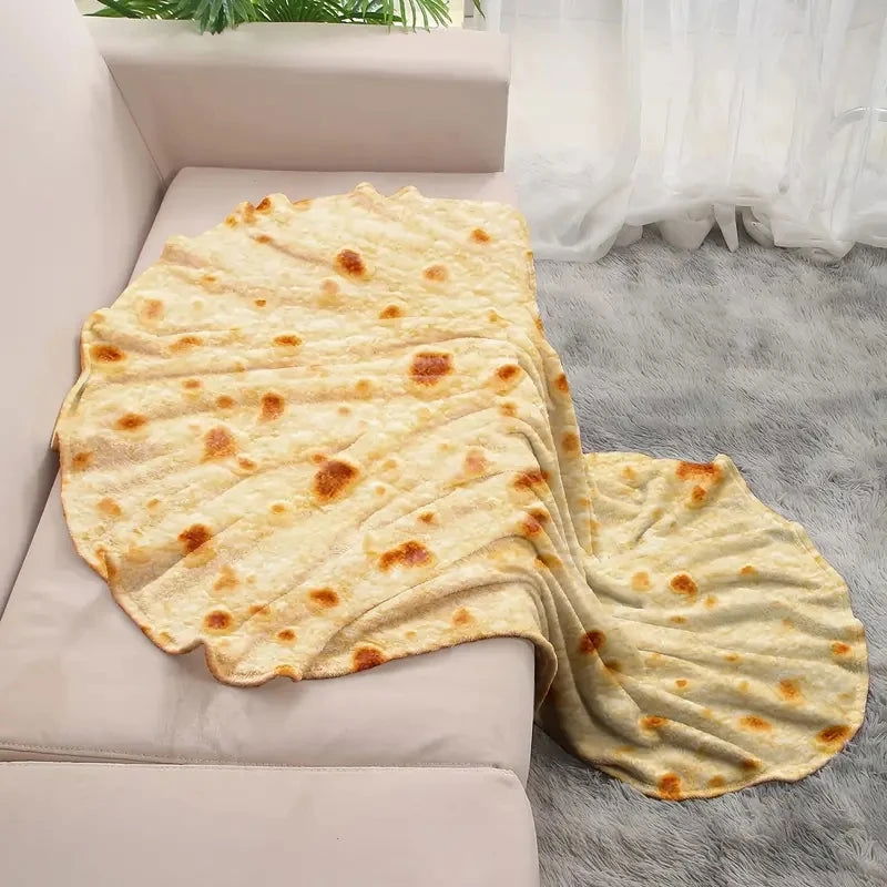 1pc Soft and Warm Mexican Tortilla Print Flannel Blanket for Couch, Sofa, Office, Bed, Camping, and Traveling - Slobuy