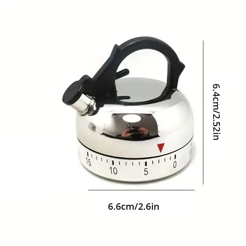 1pc White Kitchen Timer Alarm Mechanical Kettle Shaped Timer Clock Counting 60 Minutes Cuisine Kettle Styling Clockwork Timer - Slobuy