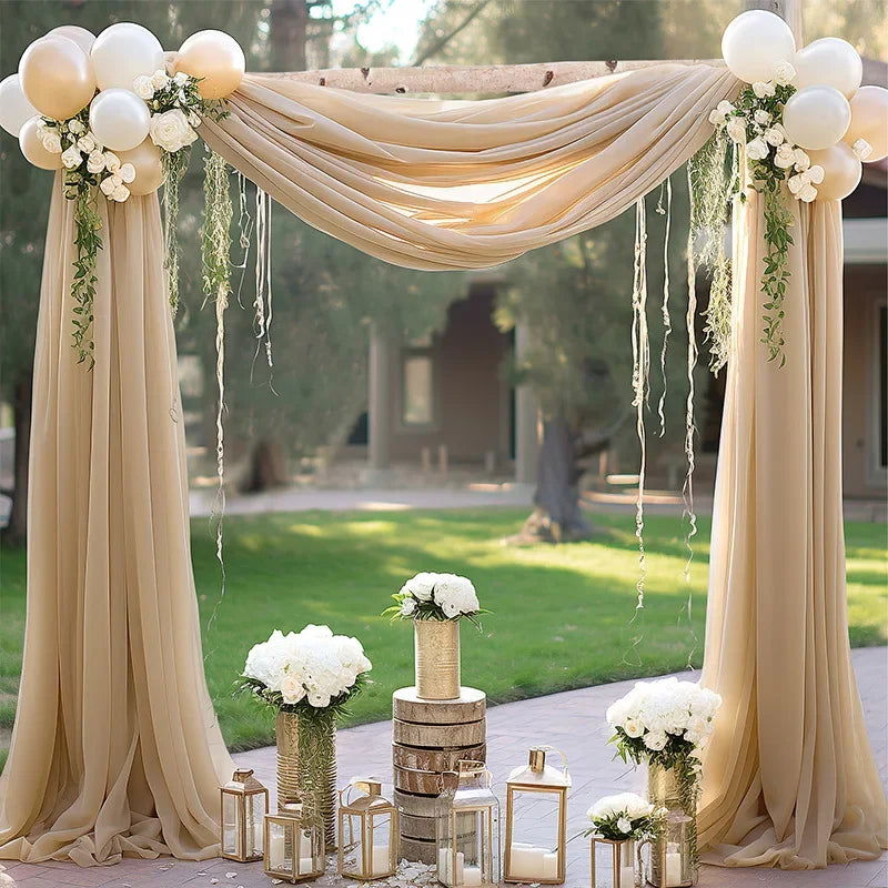 1pc White Wedding Arch Draping Fabric 75X600CM Chiffon Fabric Drape Drapery Sheer Backdrop Reception Swag Wedding Ceremony Decor - Slobuy