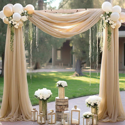 1pc White Wedding Arch Draping Fabric 75X600CM Chiffon Fabric Drape Drapery Sheer Backdrop Reception Swag Wedding Ceremony Decor - Slobuy