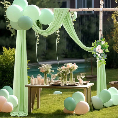1pc White Wedding Arch Draping Fabric 75X600CM Chiffon Fabric Drape Drapery Sheer Backdrop Reception Swag Wedding Ceremony Decor - Slobuy