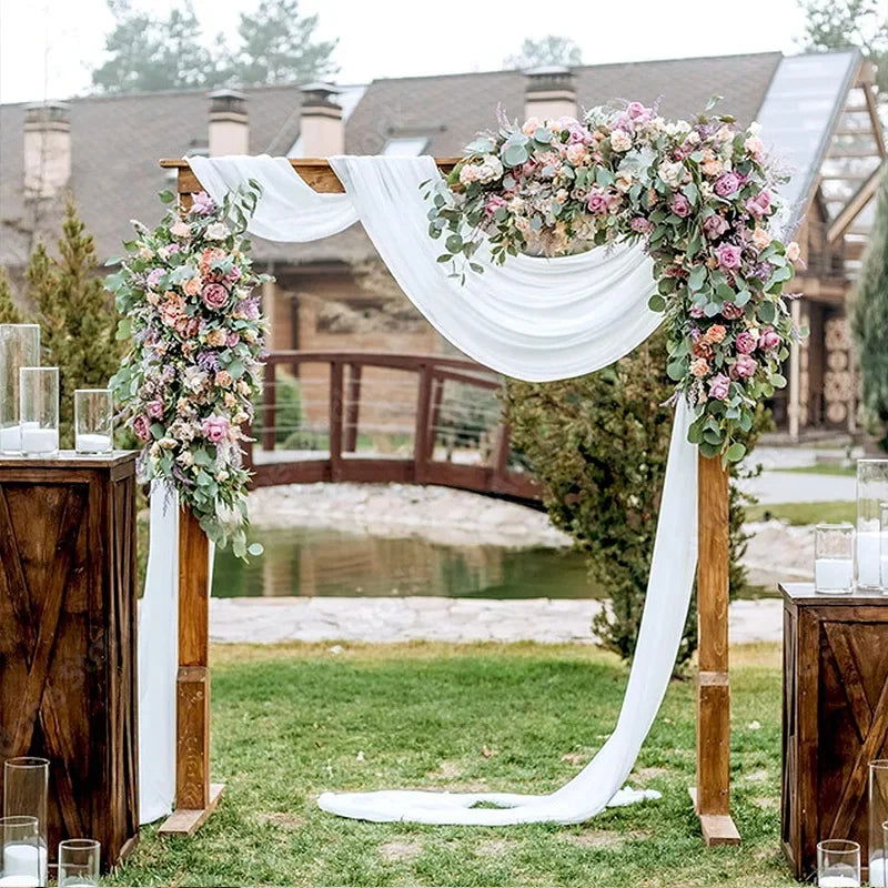 1pc White Wedding Arch Draping Fabric 75X600CM Chiffon Fabric Drape Drapery Sheer Backdrop Reception Swag Wedding Ceremony Decor - Slobuy