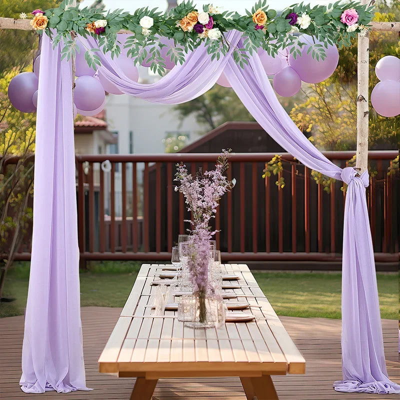 1pc White Wedding Arch Draping Fabric 75X600CM Chiffon Fabric Drape Drapery Sheer Backdrop Reception Swag Wedding Ceremony Decor - Slobuy