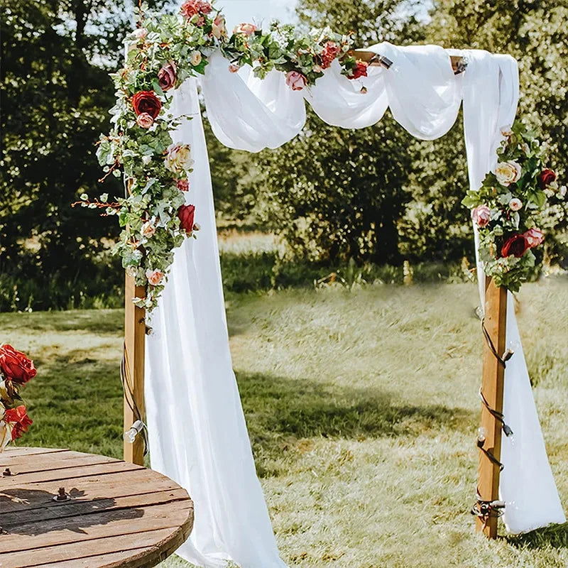 1pc White Wedding Arch Draping Fabric 75X600CM Chiffon Fabric Drape Drapery Sheer Backdrop Reception Swag Wedding Ceremony Decor - Slobuy