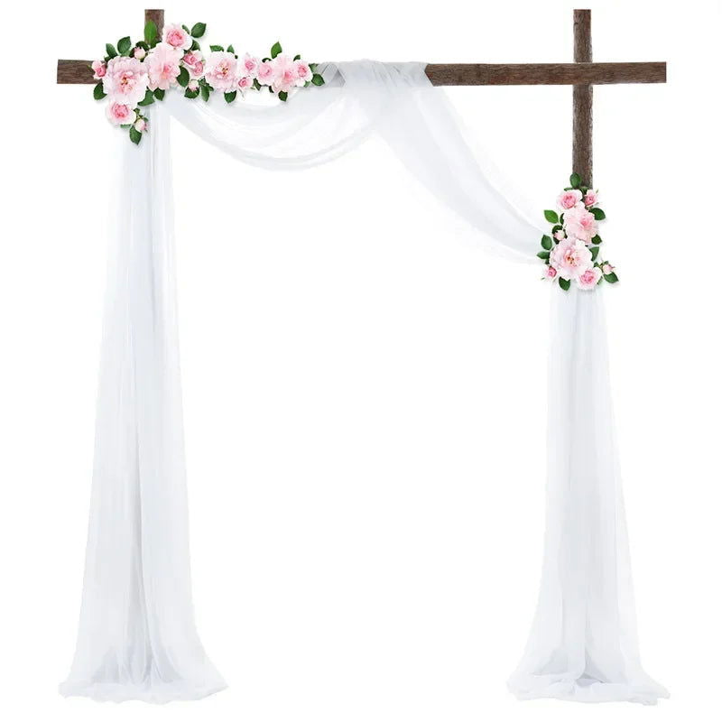 1pc White Wedding Arch Draping Fabric 75X600CM Chiffon Fabric Drape Drapery Sheer Backdrop Reception Swag Wedding Ceremony Decor - Slobuy