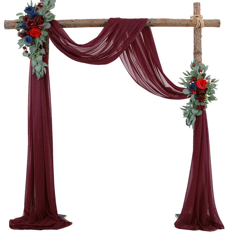 1pc White Wedding Arch Draping Fabric 75X600CM Chiffon Fabric Drape Drapery Sheer Backdrop Reception Swag Wedding Ceremony Decor - Slobuy