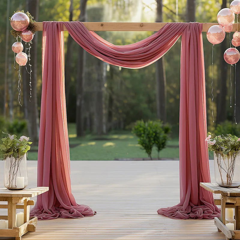 1pc White Wedding Arch Draping Fabric 75X600CM Chiffon Fabric Drape Drapery Sheer Backdrop Reception Swag Wedding Ceremony Decor - Slobuy