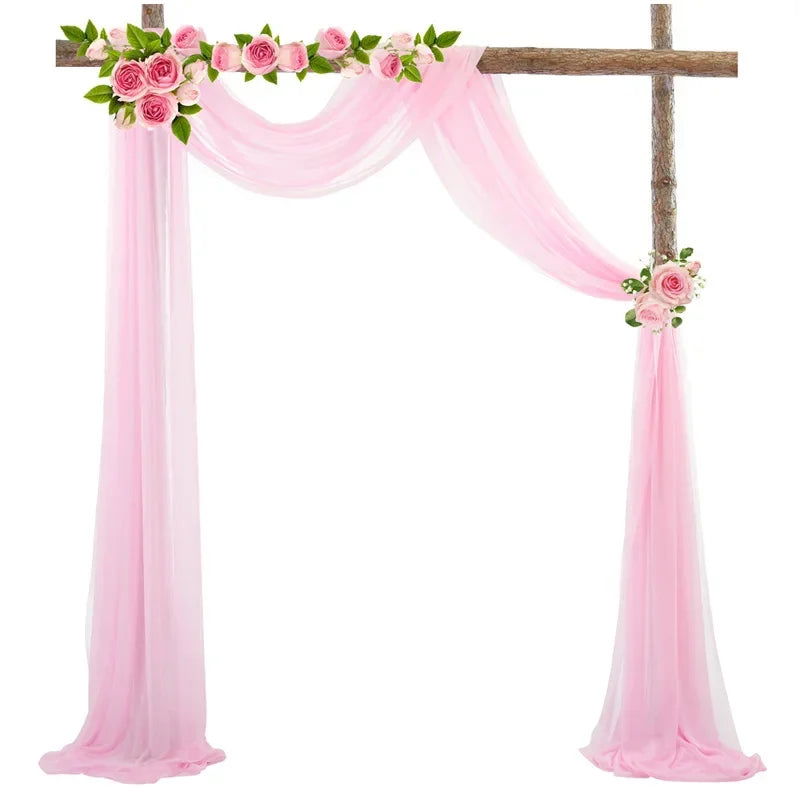 1pc White Wedding Arch Draping Fabric 75X600CM Chiffon Fabric Drape Drapery Sheer Backdrop Reception Swag Wedding Ceremony Decor - Slobuy