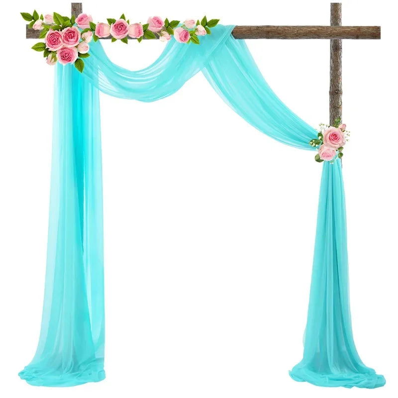 1pc White Wedding Arch Draping Fabric 75X600CM Chiffon Fabric Drape Drapery Sheer Backdrop Reception Swag Wedding Ceremony Decor - Slobuy