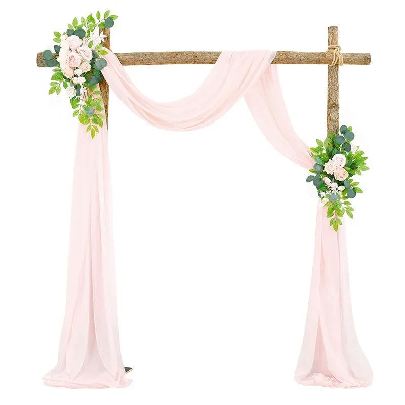 1pc White Wedding Arch Draping Fabric 75X600CM Chiffon Fabric Drape Drapery Sheer Backdrop Reception Swag Wedding Ceremony Decor - Slobuy