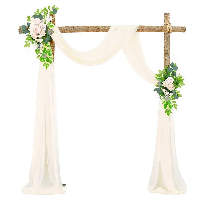 1pc White Wedding Arch Draping Fabric 75X600CM Chiffon Fabric Drape Drapery Sheer Backdrop Reception Swag Wedding Ceremony Decor - Slobuy