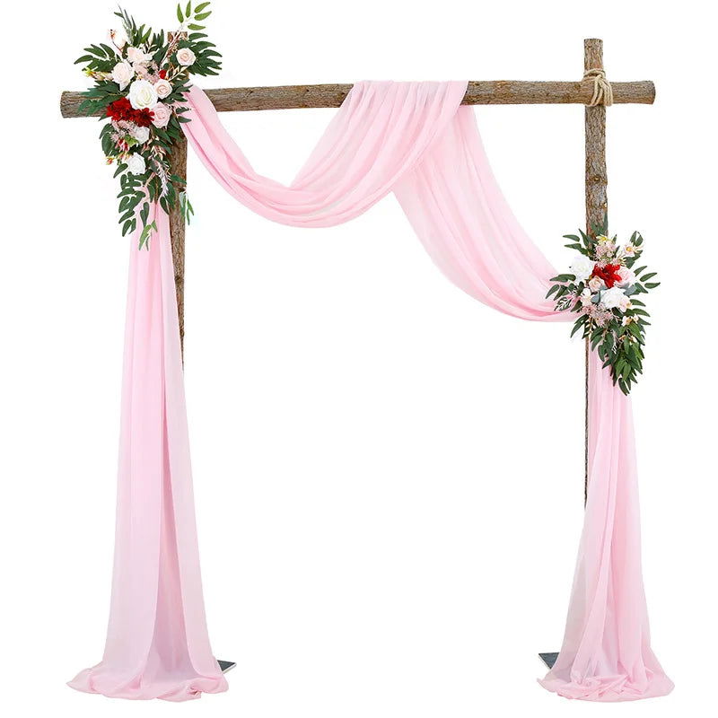 1pc White Wedding Arch Draping Fabric 75X600CM Chiffon Fabric Drape Drapery Sheer Backdrop Reception Swag Wedding Ceremony Decor - Slobuy