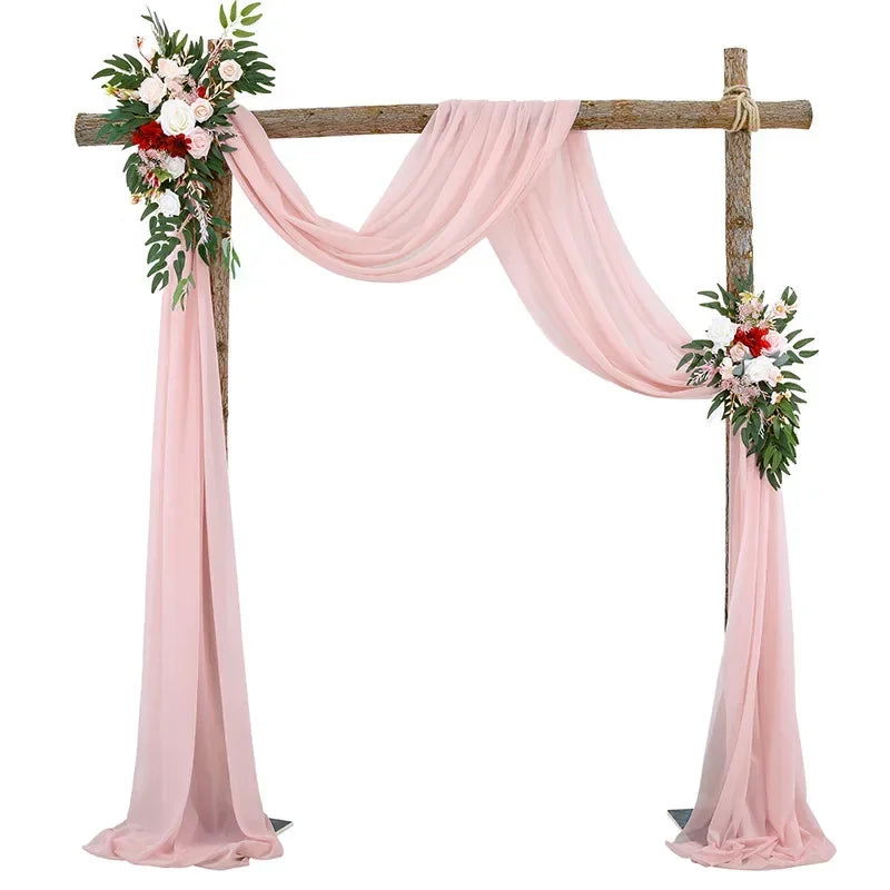 1pc White Wedding Arch Draping Fabric 75X600CM Chiffon Fabric Drape Drapery Sheer Backdrop Reception Swag Wedding Ceremony Decor - Slobuy