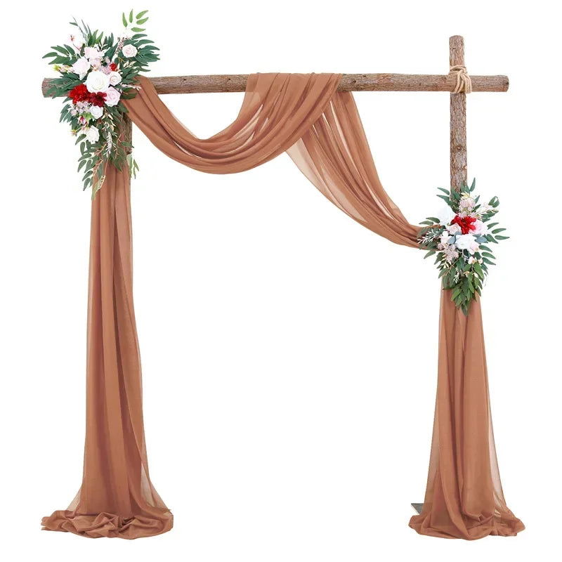 1pc White Wedding Arch Draping Fabric 75X600CM Chiffon Fabric Drape Drapery Sheer Backdrop Reception Swag Wedding Ceremony Decor - Slobuy