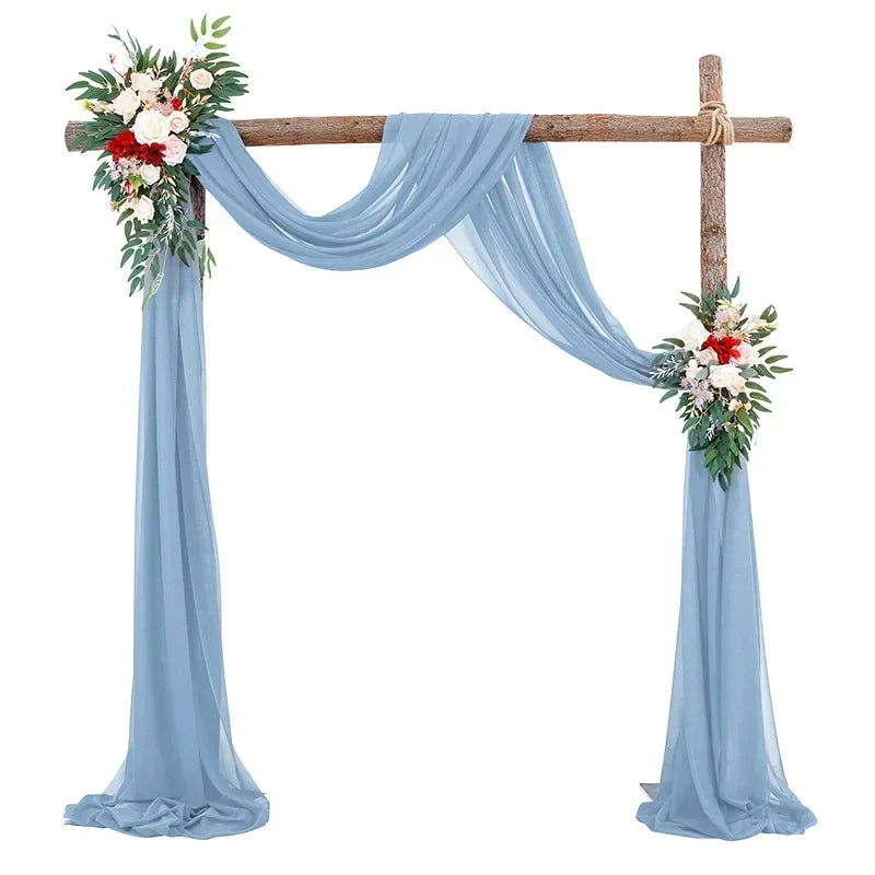 1pc White Wedding Arch Draping Fabric 75X600CM Chiffon Fabric Drape Drapery Sheer Backdrop Reception Swag Wedding Ceremony Decor - Slobuy