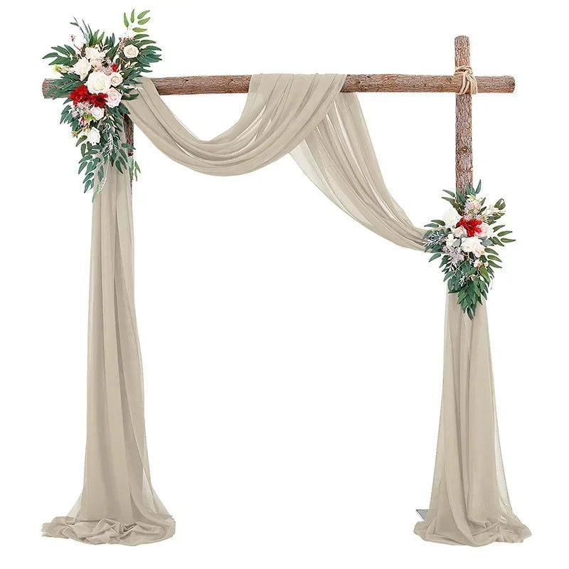 1pc White Wedding Arch Draping Fabric 75X600CM Chiffon Fabric Drape Drapery Sheer Backdrop Reception Swag Wedding Ceremony Decor - Slobuy