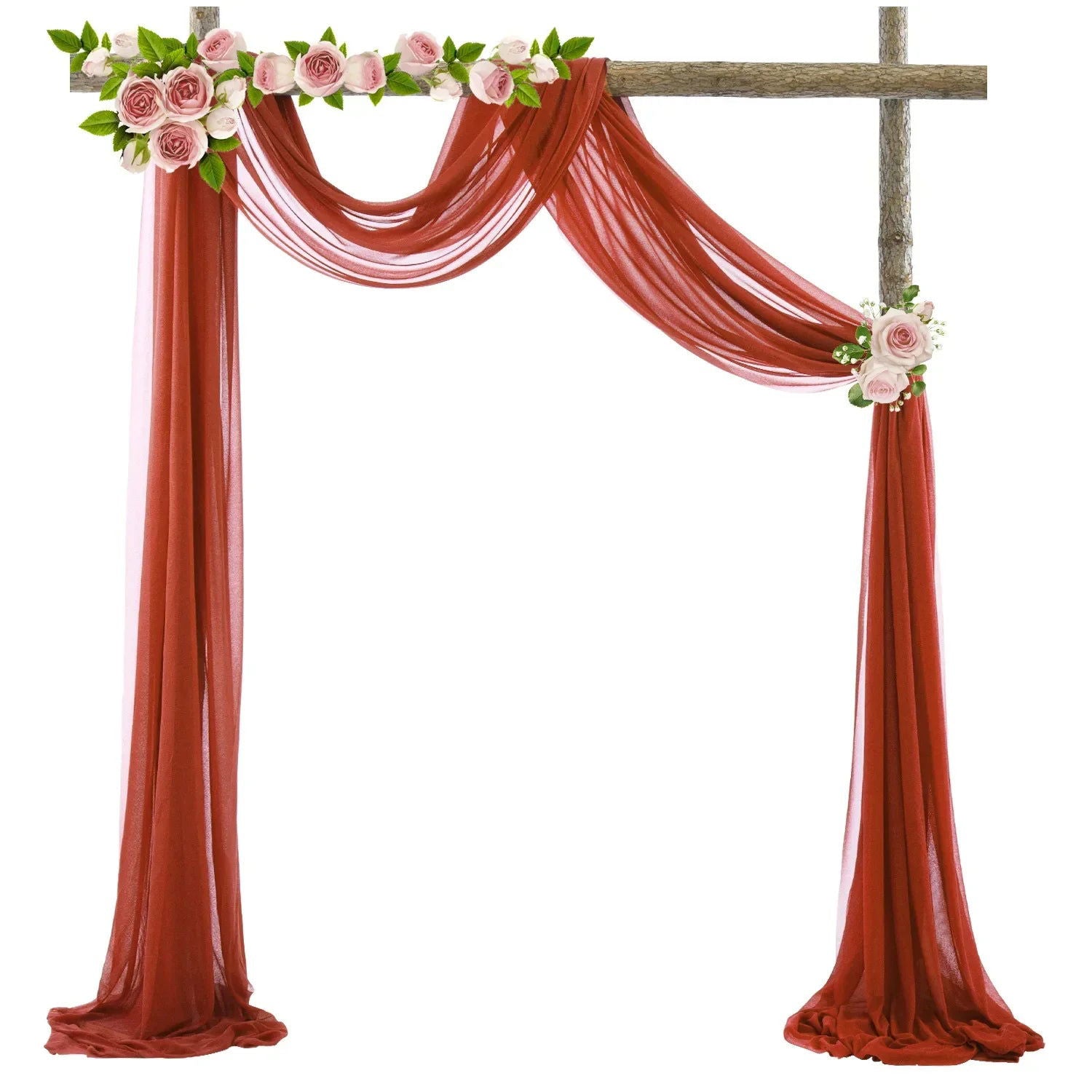 1pc White Wedding Arch Draping Fabric 75X600CM Chiffon Fabric Drape Drapery Sheer Backdrop Reception Swag Wedding Ceremony Decor - Slobuy