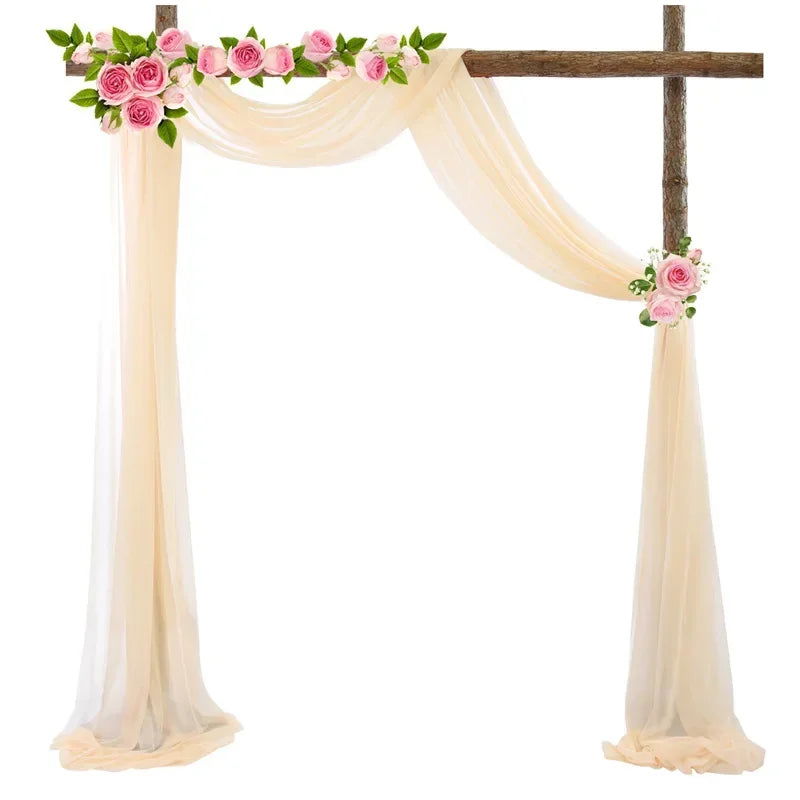 1pc White Wedding Arch Draping Fabric 75X600CM Chiffon Fabric Drape Drapery Sheer Backdrop Reception Swag Wedding Ceremony Decor - Slobuy