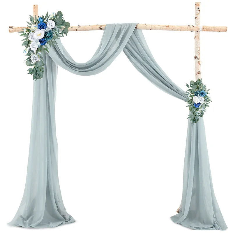 1pc White Wedding Arch Draping Fabric 75X600CM Chiffon Fabric Drape Drapery Sheer Backdrop Reception Swag Wedding Ceremony Decor - Slobuy